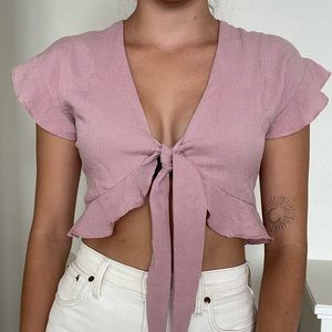 Pink gingham Storia tie top